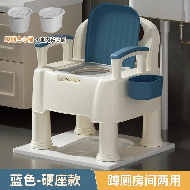 Portable Commode Chair with Armrest Non Slip Odor Proof Home Toilet for Elderly Pregnant Adults Adjustable Indoor Bedside Potty