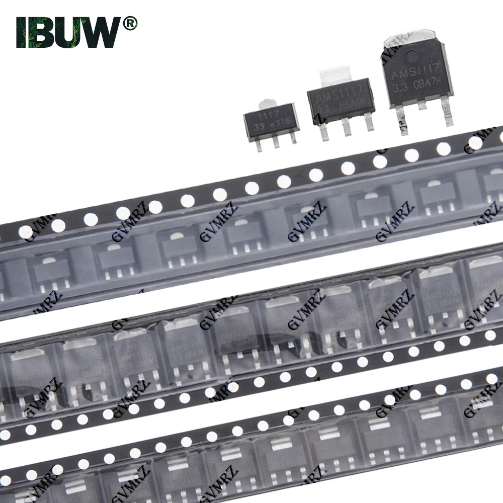 10/20/50/100/1000/2500PCS 2.5V 3.3V 5.0V AMS1117 SMD Kit 1.2V 1.5V 1.8V ADJ SOT-223 TO-252 SOT89