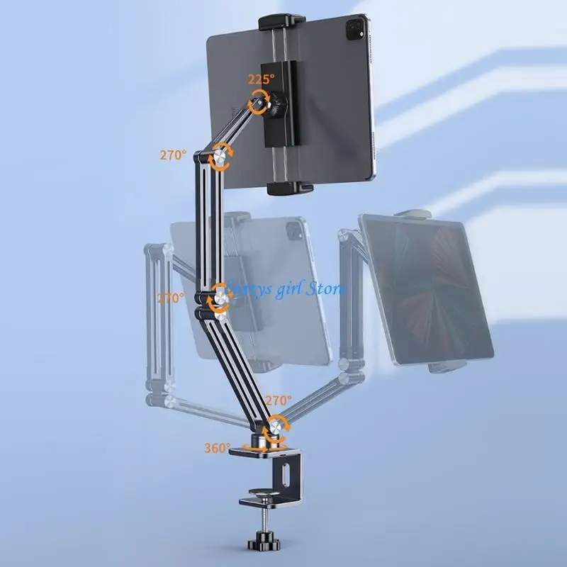 

C7AB Heavy Duty Tablets Stand With 360 Degree Swivels Base And Secure Clamp For 4 To 12.9inch Phones And Tablets