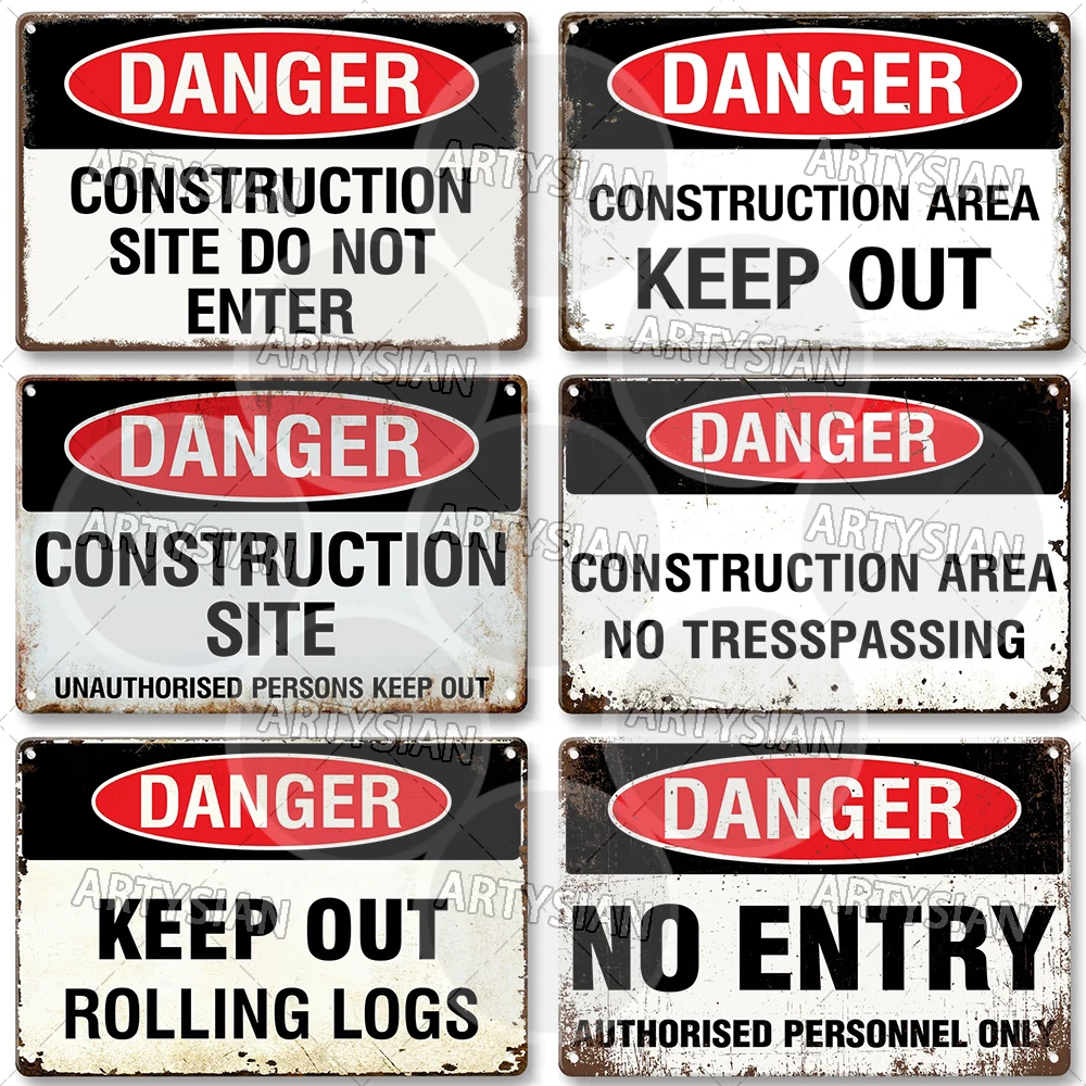 Workplace Warning Metal Sign PPE Plaque Restricted Area Safety Notice Workers Overhead Workplace Rules Construction Site Poster