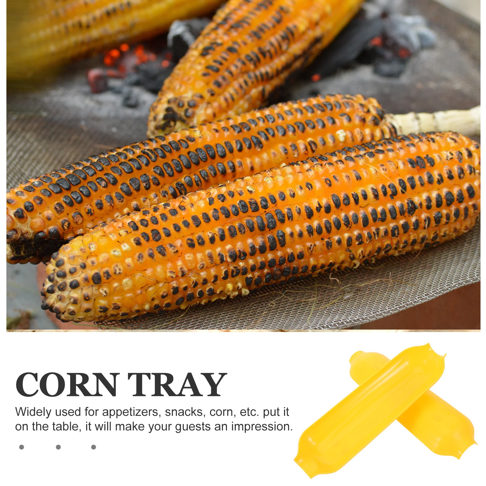 

4Pcs Plastic Corn Plate Snack Tray Serving Dish for Family Dinner Restaurant Party Table Decor Corn Plate