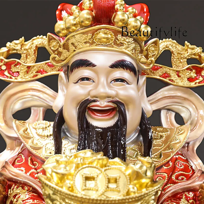 Enamel color pure copper God of Wealth Buddha statue to attract wealth, household God of Wealth statue company ornament