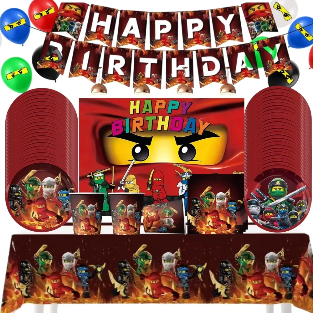 Cartoon-Spiel-Thema Geburtstagsparty-Zubehör Dekorationen Popcorn-Pappteller Luftballons für Jungen Kindergeburtstag Babyparty