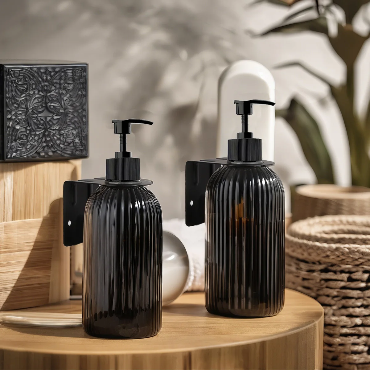 1/2 PCS 500ml Soap Dispenser with Bamboo Pump Refillable Shampoo Empty Bottle Kitchen Bathroom Hands Body Wash Lotion Container