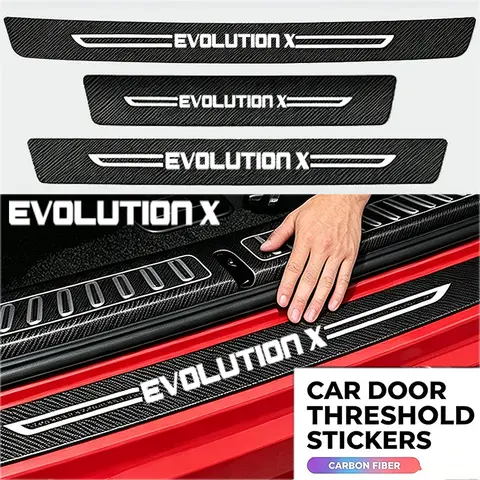 Car Door Sill Trunk Protect Strips Pedal Water Proofing Decals For Mitsubishi Evolution X Logo Threshold Guard Sticker Accessory