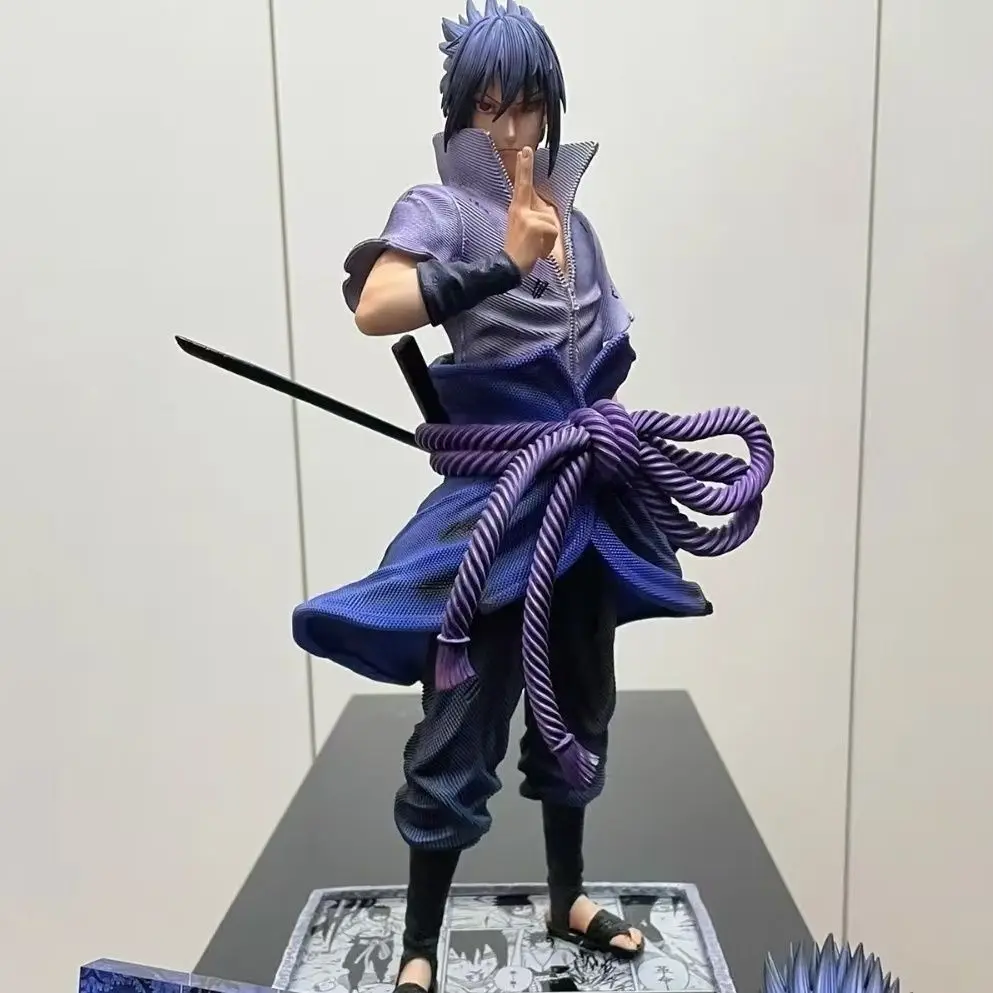 33cm Naruto Uchiha Sasuke Anime Figure GK Double Head Carving Collectible Decor Desktop Ornament Statue Model Toy Fans Gift - view 6