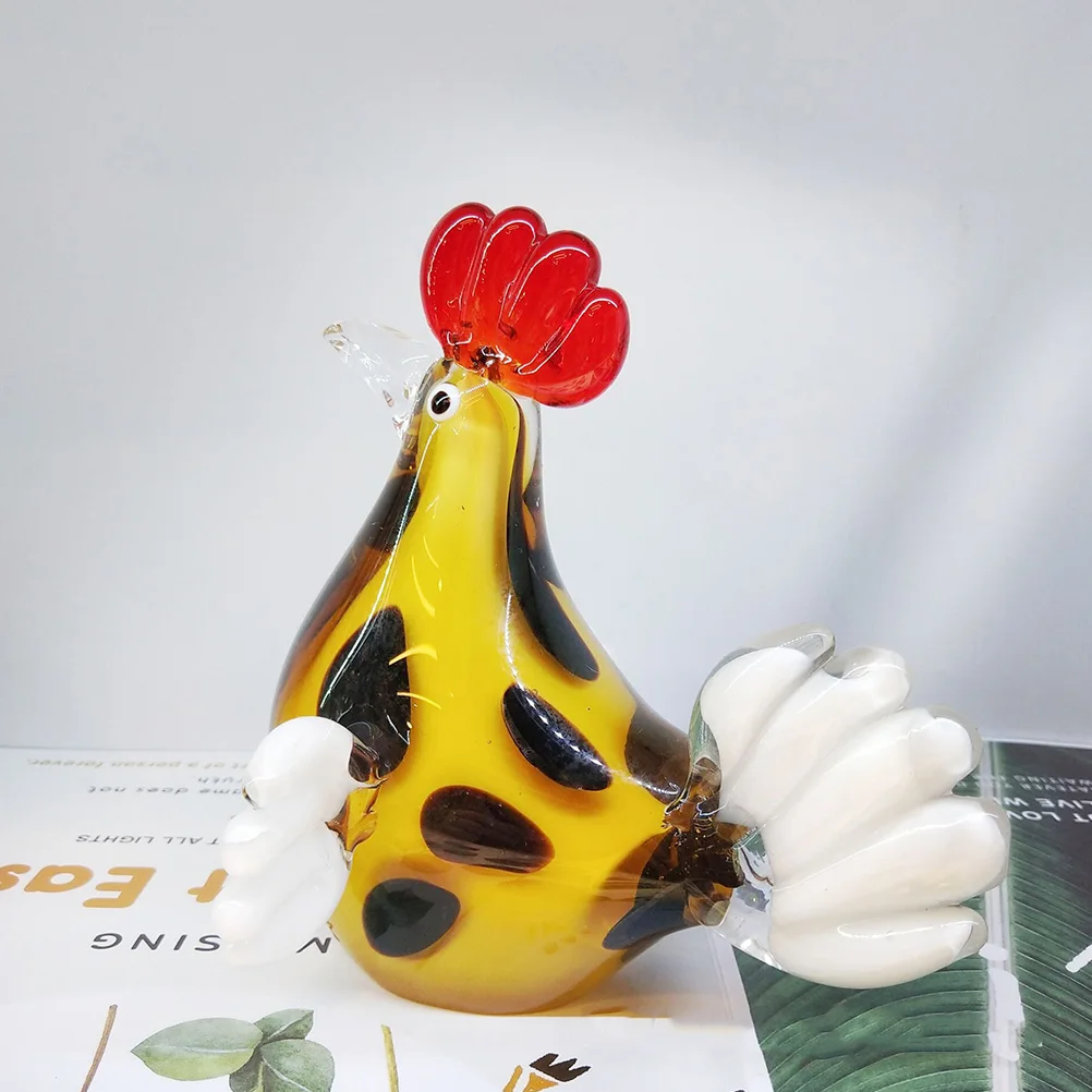 

Glass Chicken Ornament Desktop Decoration Cute Realistic Stable Love Symbol Ideal Home Office Display Prop