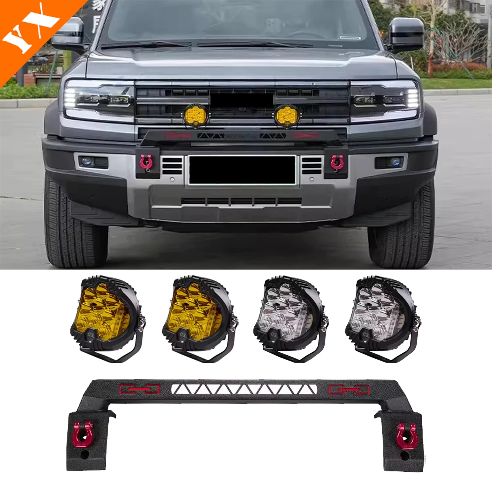 For BYD Leopard 5 Accessories Car Cowherd Fence Front Bumper Light Bracket Spotlights Searchlights Protective Bumper Off-Road