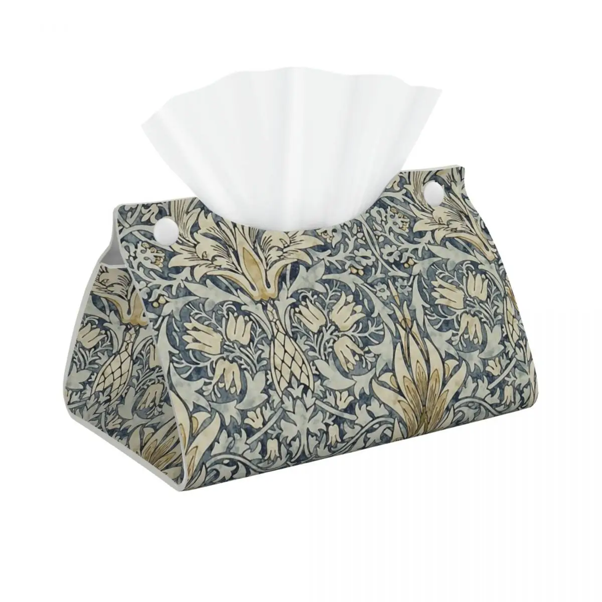 Custom William Morris Snakeshead Pattern Tissue Box Cover Rectangular PU Leather Vintage Textile Facial Tissues Holder for Home