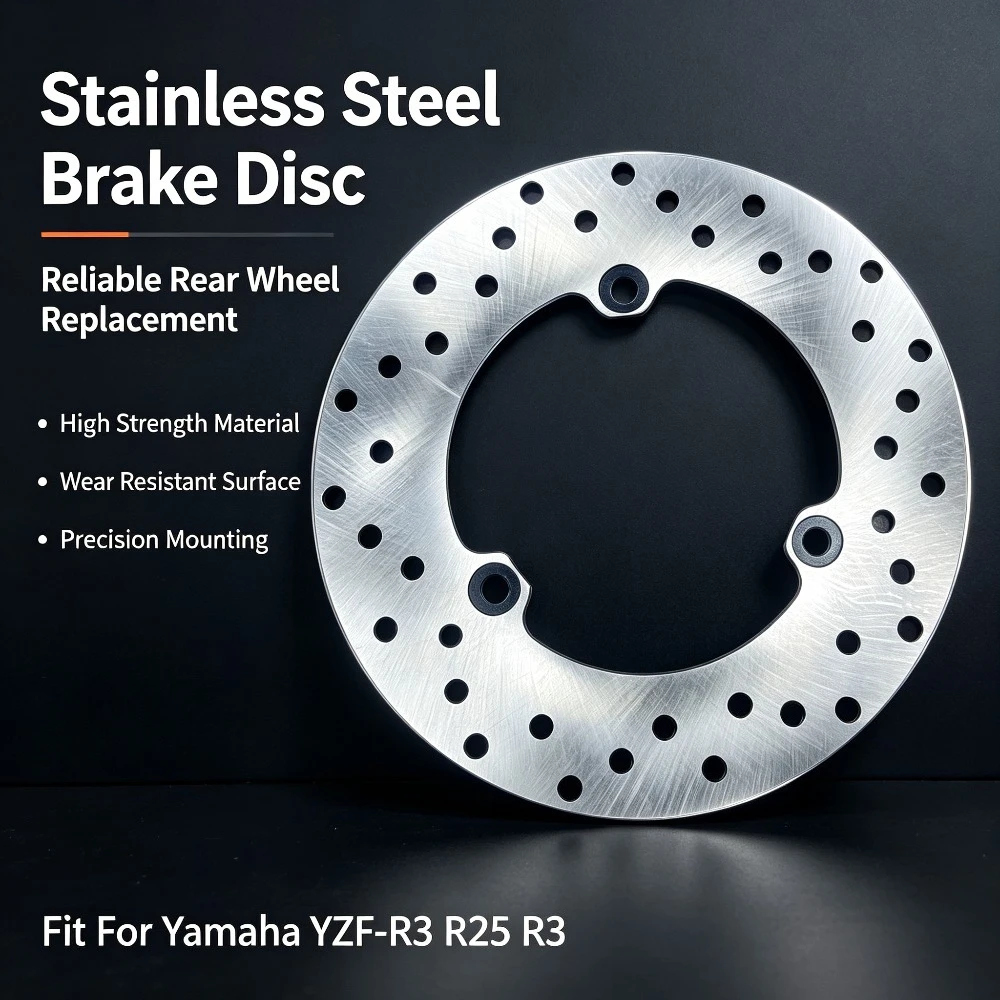 Rear Brake Disc Compatible with Yamaha YZF‑R3 YZF‑R25 Motorcycle Aftermarket Replacement Brake Rotor