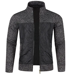 Top de punto a rayas con cremallera para hombre, cuello levantado, moda, color a juego, Otoño e Invierno