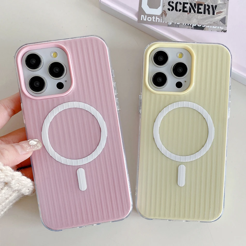 حافظة هاتف مغناطيسية Magsafe لهاتف آيفون 16 15 14 برو ماكس بلس 13 12 11 حافظة شحن لاسلكي غطاء صلب مقاوم للصدمات