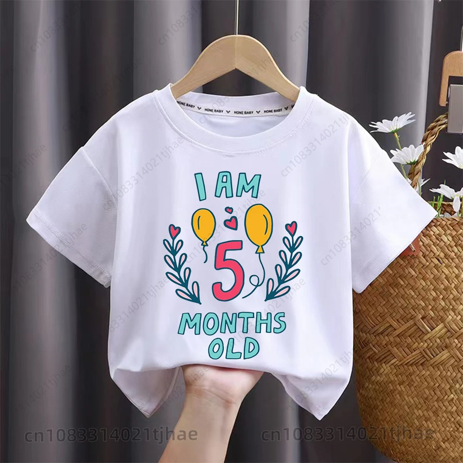 

1-10 Months Cartoon Animals Babys Tshirts for Boys Birthday Party T-Shirt for Kids T shirts Girls Partys Tees Children Tops