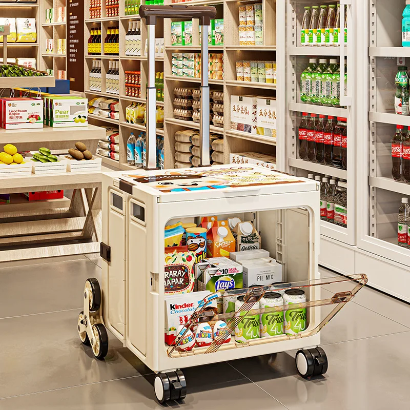 

double-door trolley silent climbing wheel storage box Foldable shopping cart large-capacity outdoor picnic and camping trolley