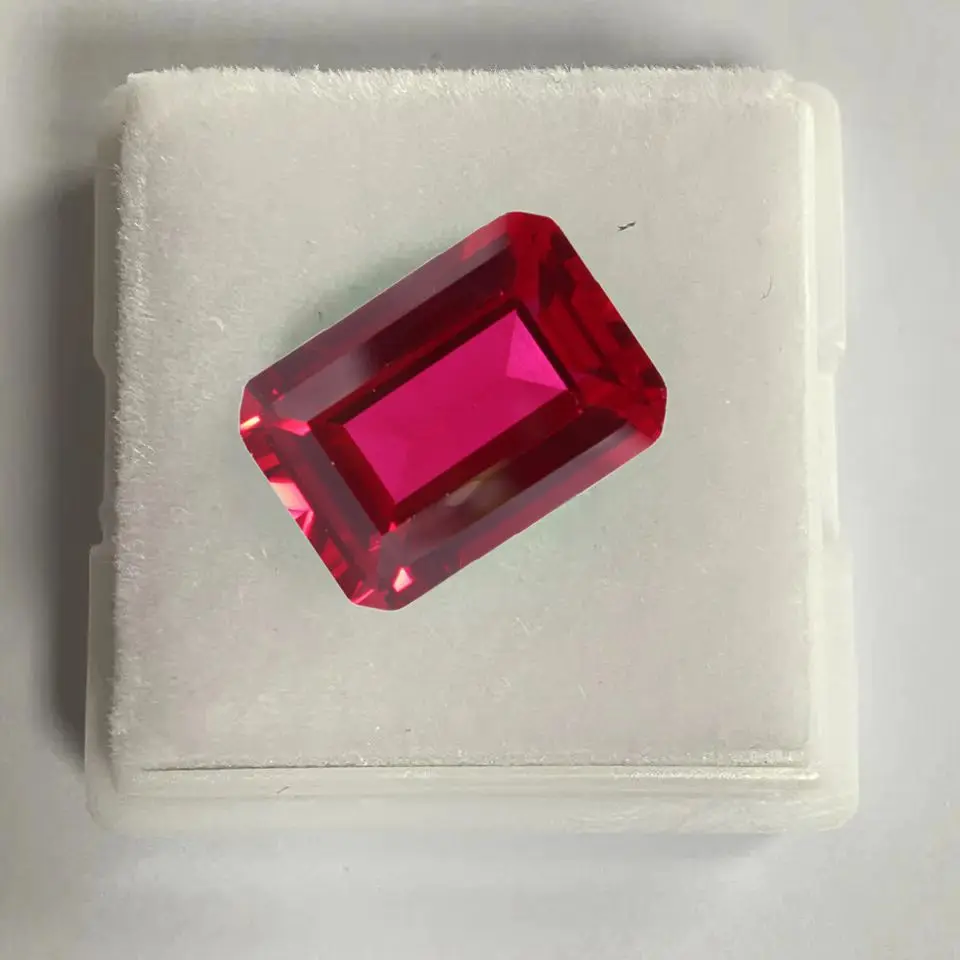 

Natural Pigeon Blood Ruby Emerald Cut UV Tested Ruby 13×18mm 15.0ct VVS Loose Gemstone DIY Wedding Jewelry Inlay