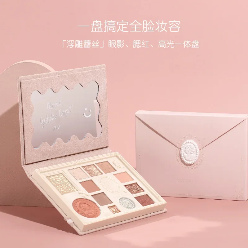 Korean Makeup Colourrose Embossed Eyeshadow Palette Highlight Blush Makeup Palette Matte Pearl Waterproof Rare Beauty Cosmetics