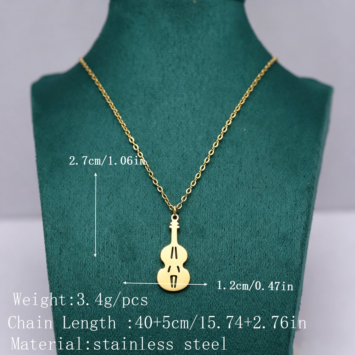 Kinitial Stainless Steel Violin Cello Pendant Necklace Women Exquisite Fashion Elegant Musical Instrument Jewelry