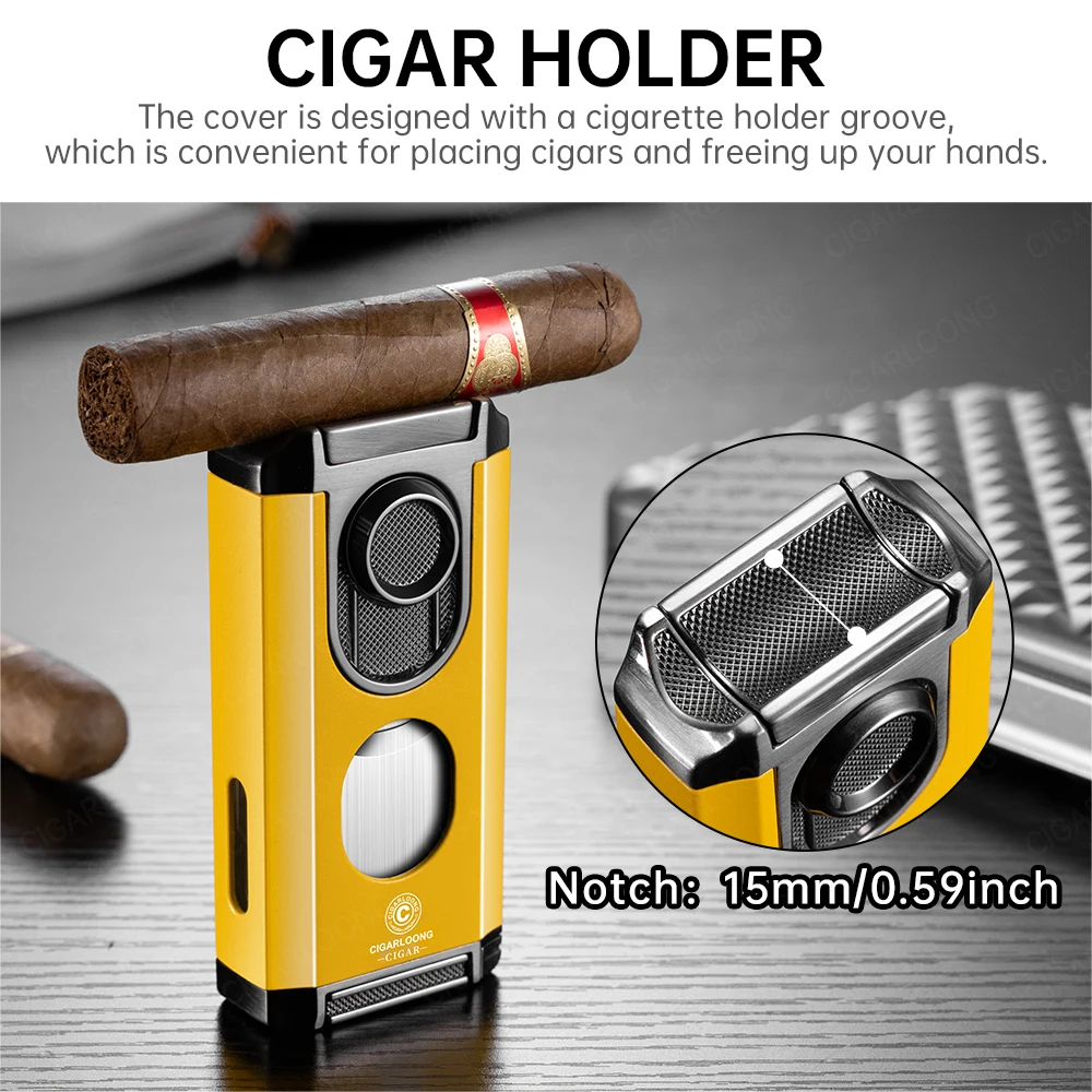 Encendedor de cigarros portátil práctico multifuncional 3 en 1 tres fuegos rectos suave V tijera soporte caja de regalo