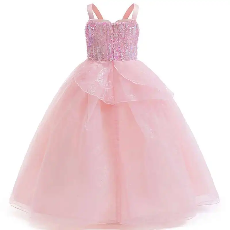 

4 5 6 8 10 12 Years Good Quality Princess Sequin Mesh Fashion Girls Dress Party Performance Costume New Kids Clothes