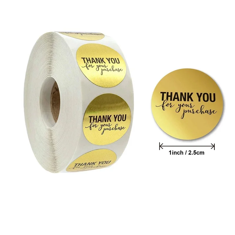 100-500PCS Thank You Stickers for Business Merci New Small Pack Heart Rolling Sticker Packaging Stickers Roll Home Made Labels