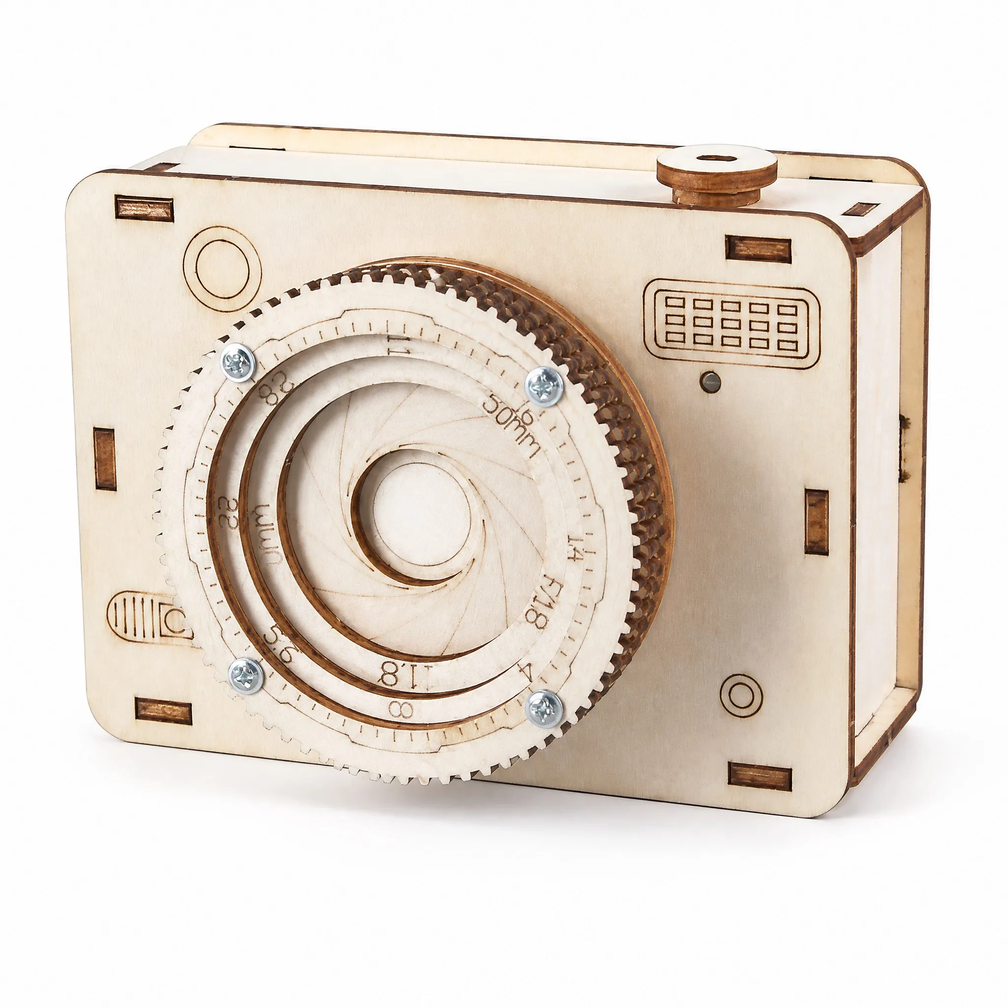 Wooden Music Camera DIY Kit STEM Physics Experiment Mechanical Gear Model Assembly Toy for Kids Students Educational Gift Set