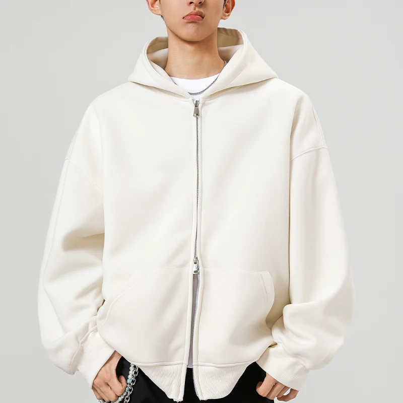 الرجال سستة هوديس الخريف الشتاء الرجال طويلة الأكمام مقنعين البلوز أزياء الذكور عارضة الزي ملابس رياضية فضفاضة تناسب هوديي #3