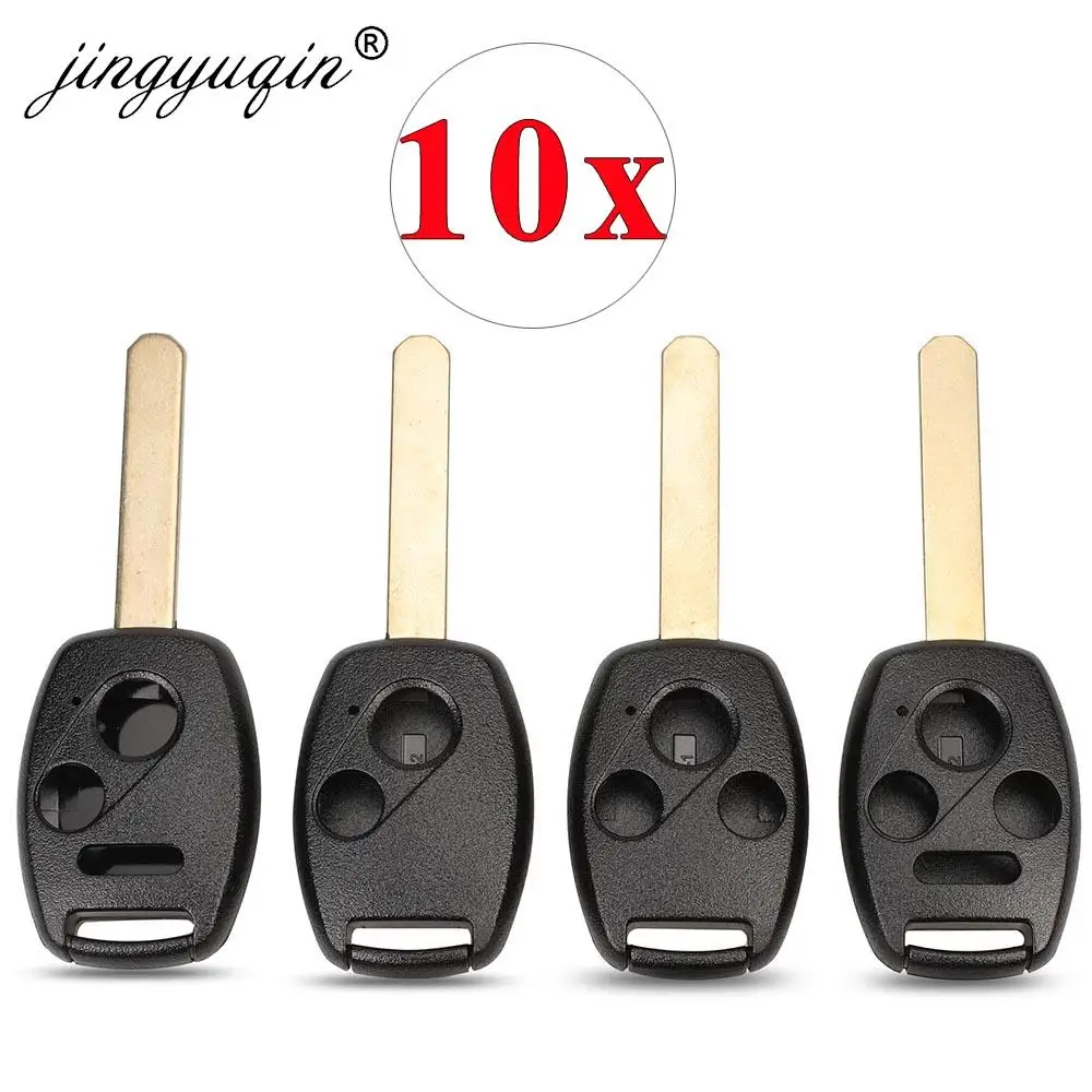 Jingyuqin – coque de clé télécommande, 10 pièces/lot, lame non coupée, 2/3/4 boutons, pour HONDA, nouveau FIT CRV CIVIC