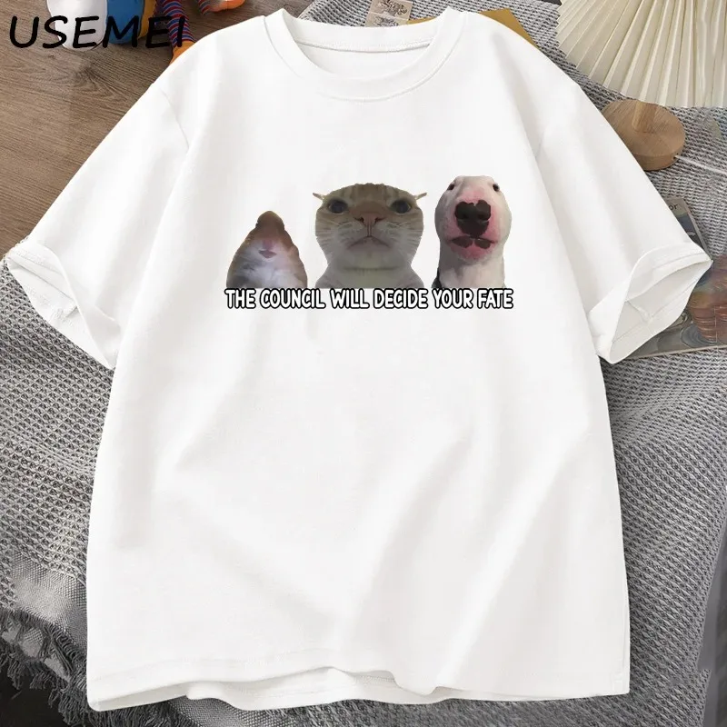 مضحك القط ميمي تي شيرت الجرافيك تي شيرت الرجال النساء سخيفة الحيوانات تي شيرت القطن المتضخم مصمم تيز للجنسين الشارع الشهير