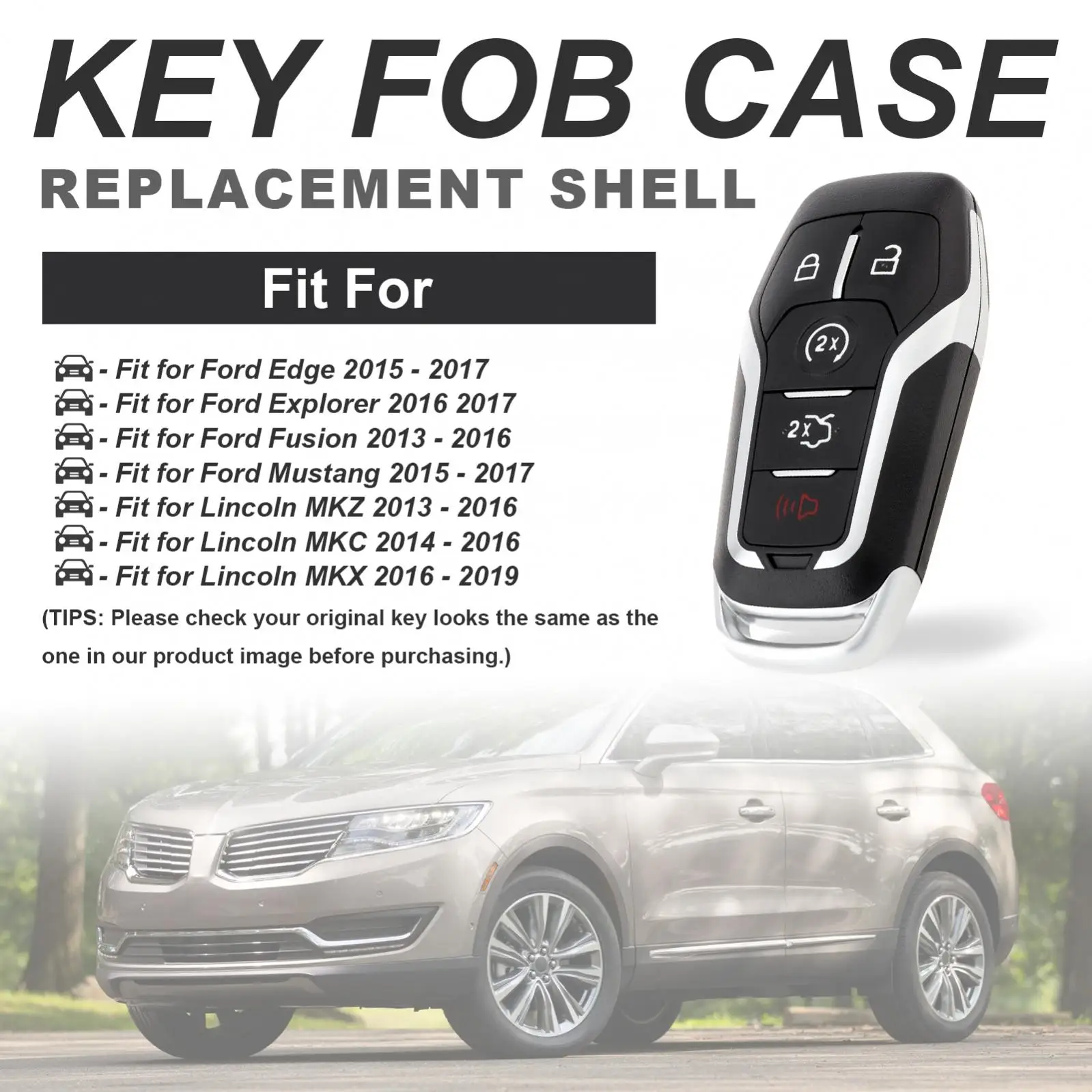 5 Knoppen Keyless Entry Afstandsbediening Smart Control Sleutel Fob Shell Auto Auto Key Case Fit Voor Ford Fusion Explorer