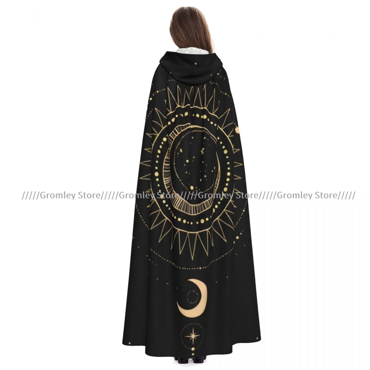

Adult Mystical Esoteric Sun Cloak Cape Hooded Medieval Costume Witch Wicca Vampire Halloween Costume Dress Coat