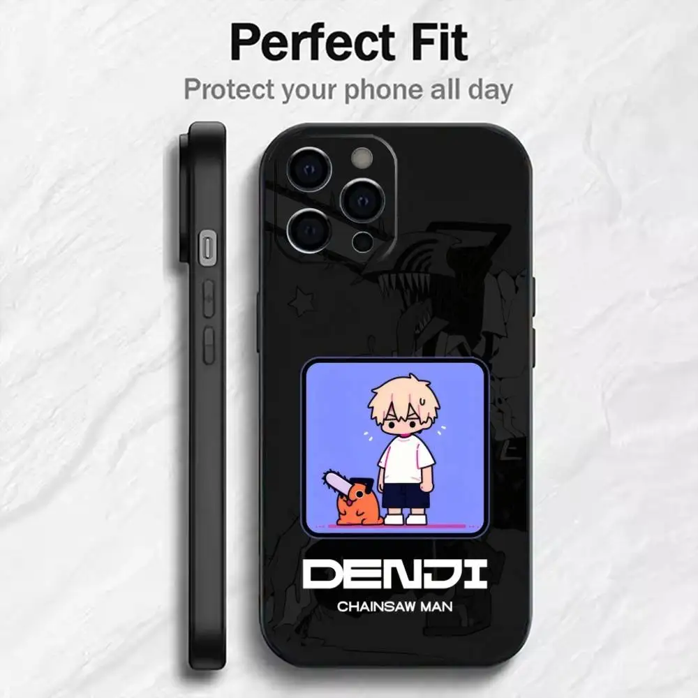 Den-ji Acting Style From C-Chainsaw-MAN Phone Case For iPhone17,16,15,14,13,12 Plus,Max Soft Silicone Black Cover