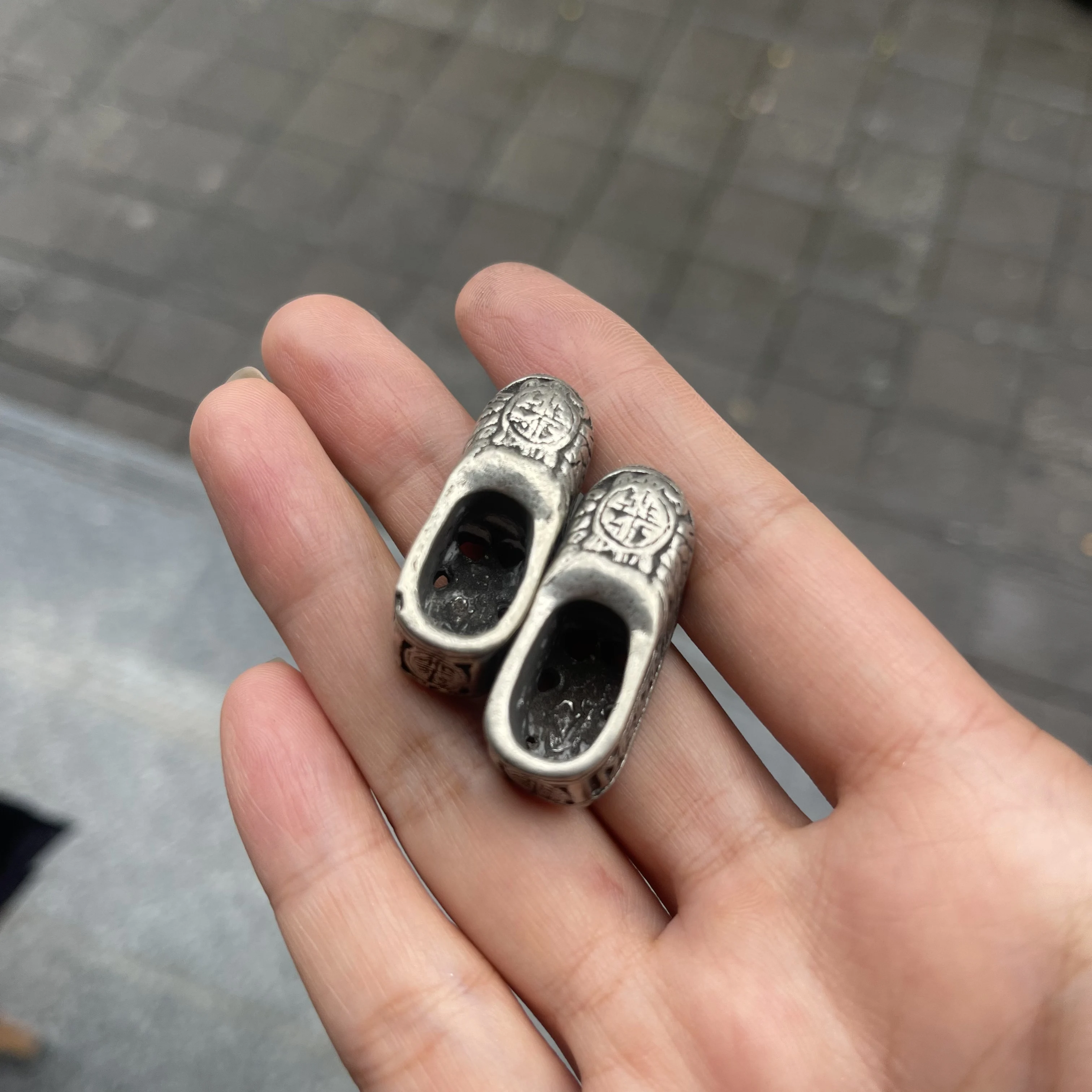 Vintage Shoe Shape Spacer Bead Antique Silver Plated Charm Bracelet Necklace Jewelry Making Accessories