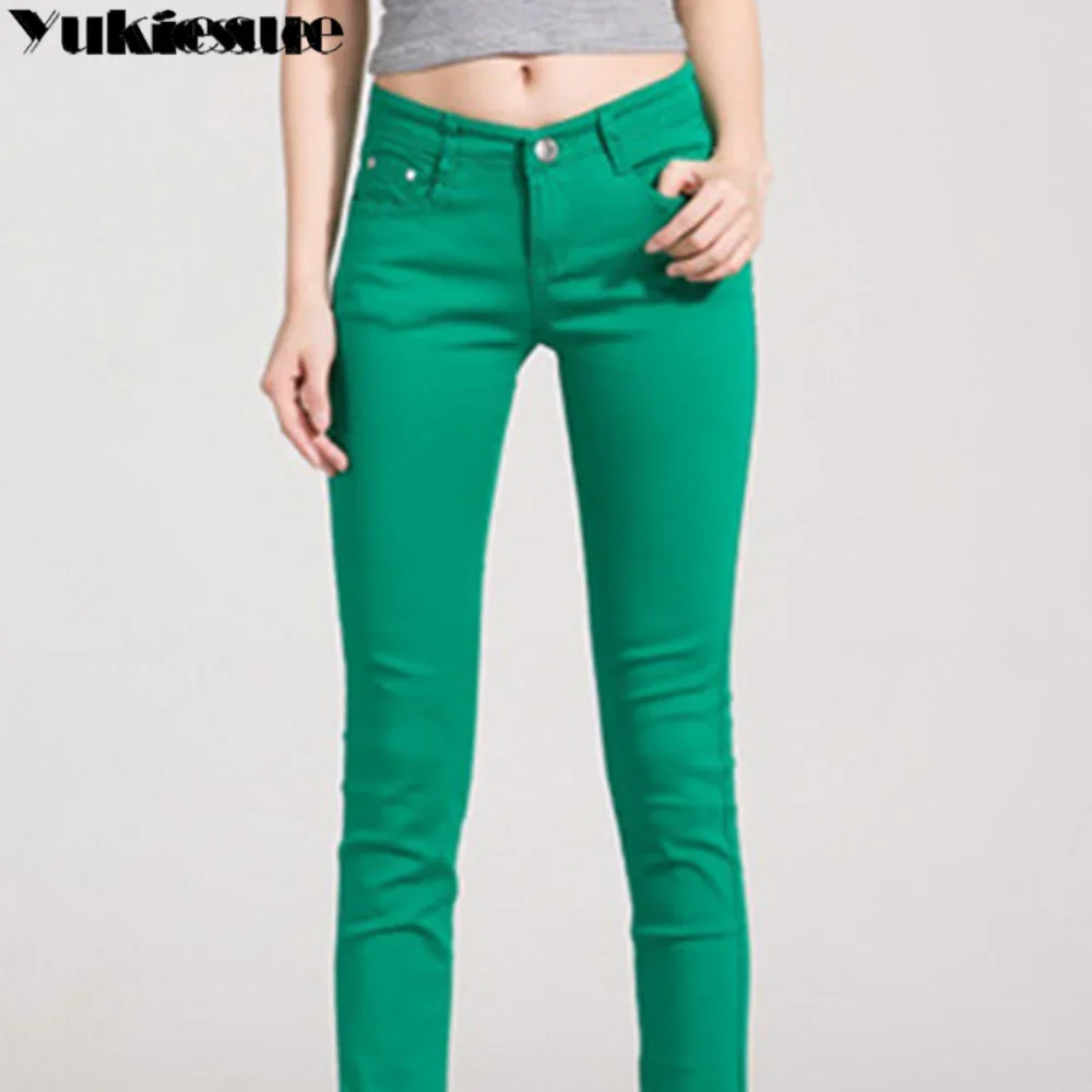 Women\'s Candy Color Pants Pencil Trousers Spring Autumn Elegant Office Mid Waist Pants For Women Slim skinny jeans pants female