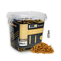 VKKM 1-1/2 Inch Deck Screws, Wood Screws #8*1-1/2, 300/450 Pieces, Epoxy Resin Coated, Including T25 Star Drill Bit, Yellow