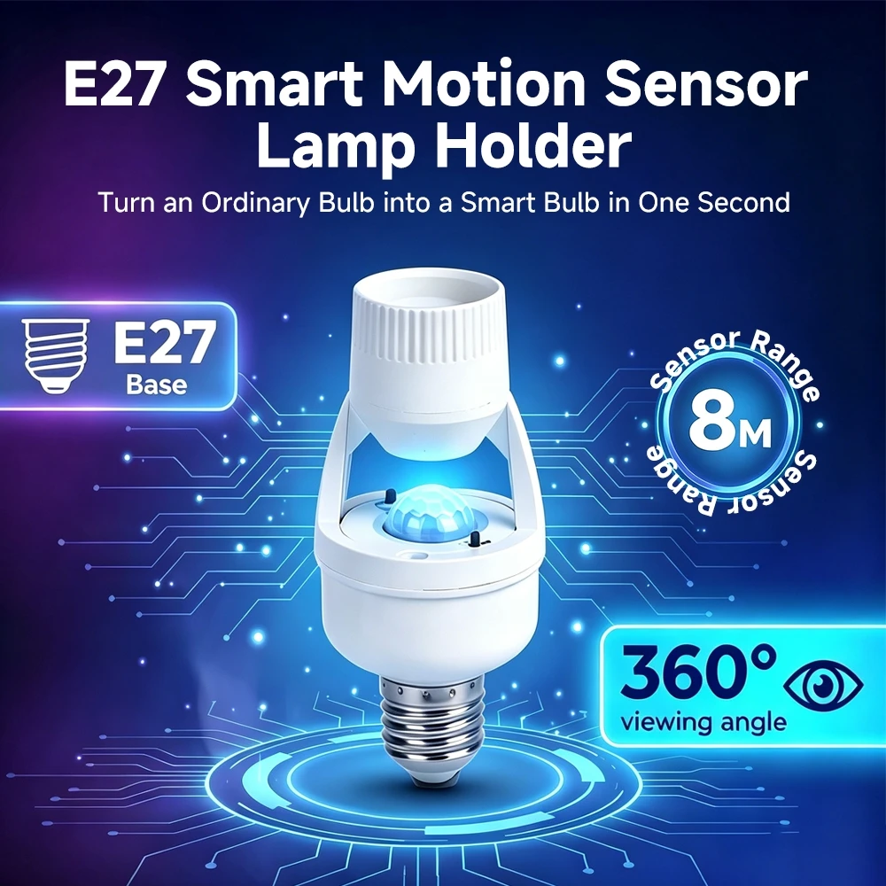 CANMEIJIA E27 PIR Motion Sensor Lamp Holder 85-265V Auto On Off Smart Socket Base For Corridor Garage Hallway Security Lamp