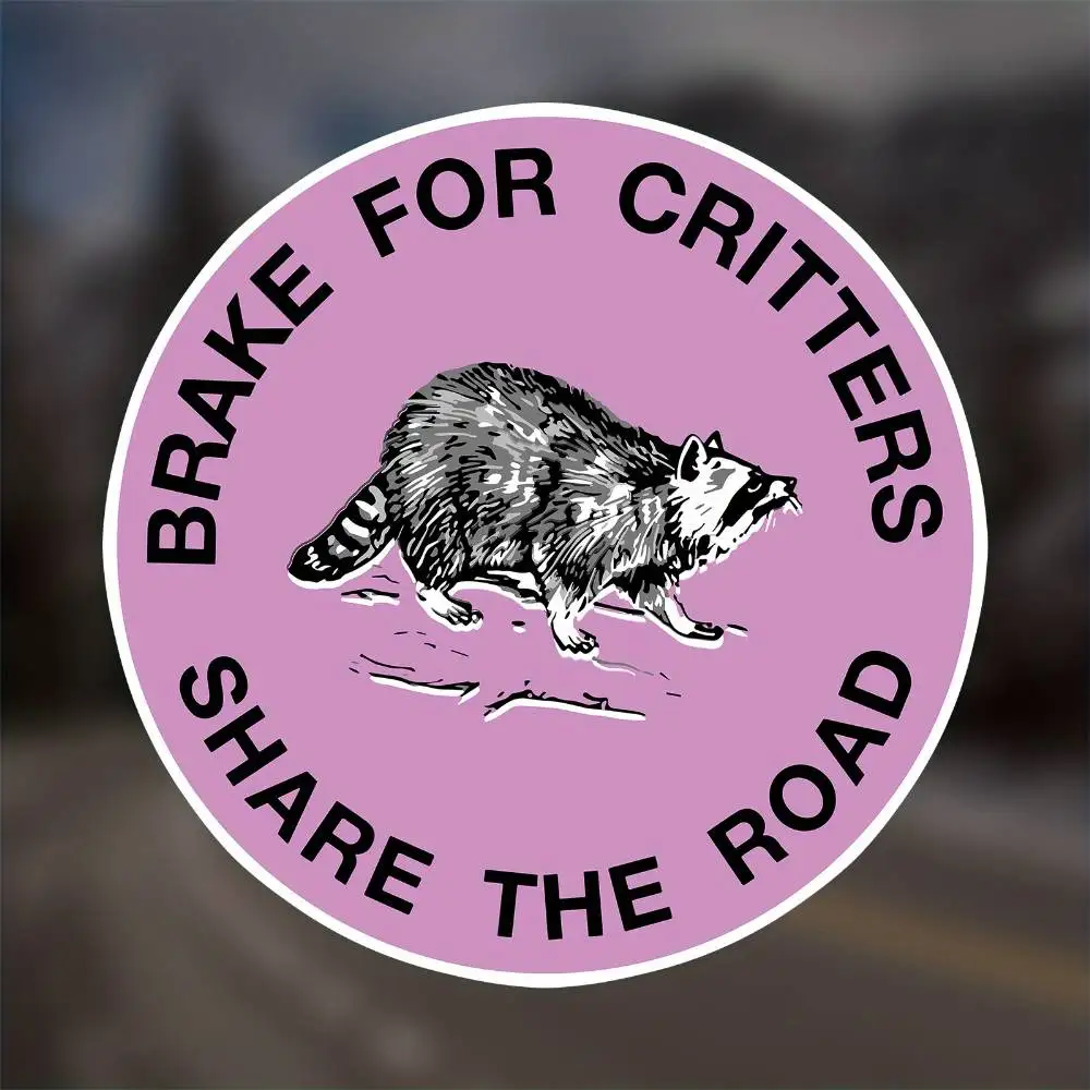 I Brake For Critters Pink Car Sticker For Laptop Bottle Truck Phone Macbooks Motorc Waterproof Stickers For Decorating Car Windo