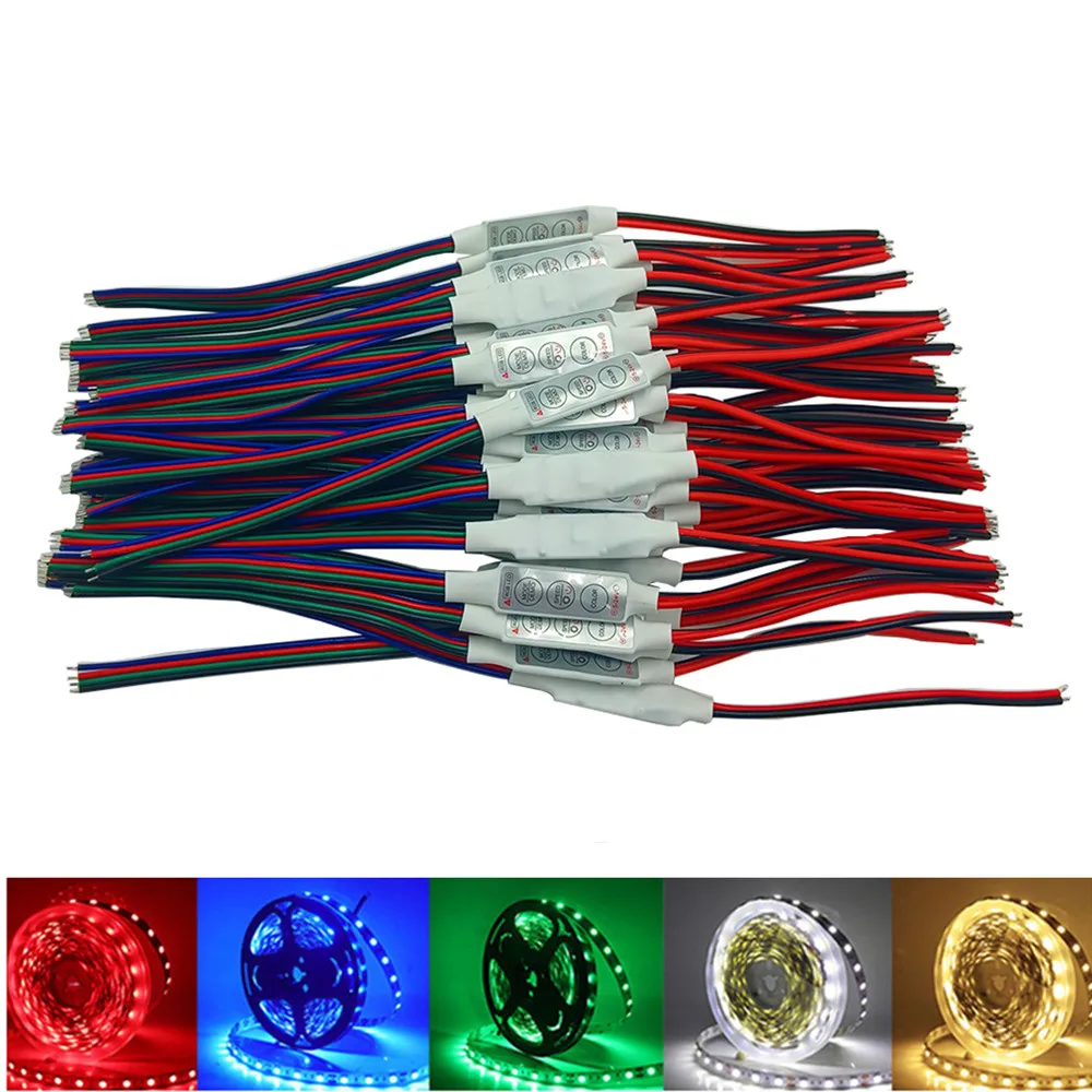 

Mini 3 Keys RGB Controller DC 12V 24V 6A Brightness Dimmer 4 Pin wire for Constant Voltage LED 2835 5050 Color Strip Light