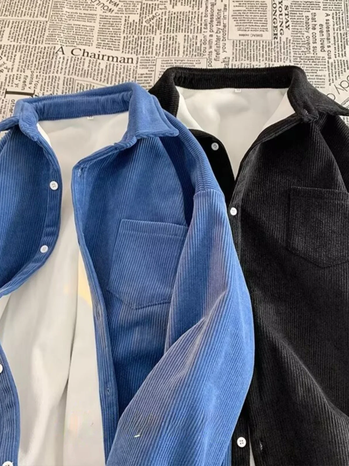 Corduroy Long Sleeve Shirt Jacket Men's Autumn Winter Thickened Casual Wear Resistant Embellished Standard Fit Youth Fashion