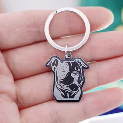 Men Punk Keycahin American Bully Dog Stainless Steel Pendant Cute Puppy Kids Gifts Jewelry Car Key Rings Deco Supplies Accessory