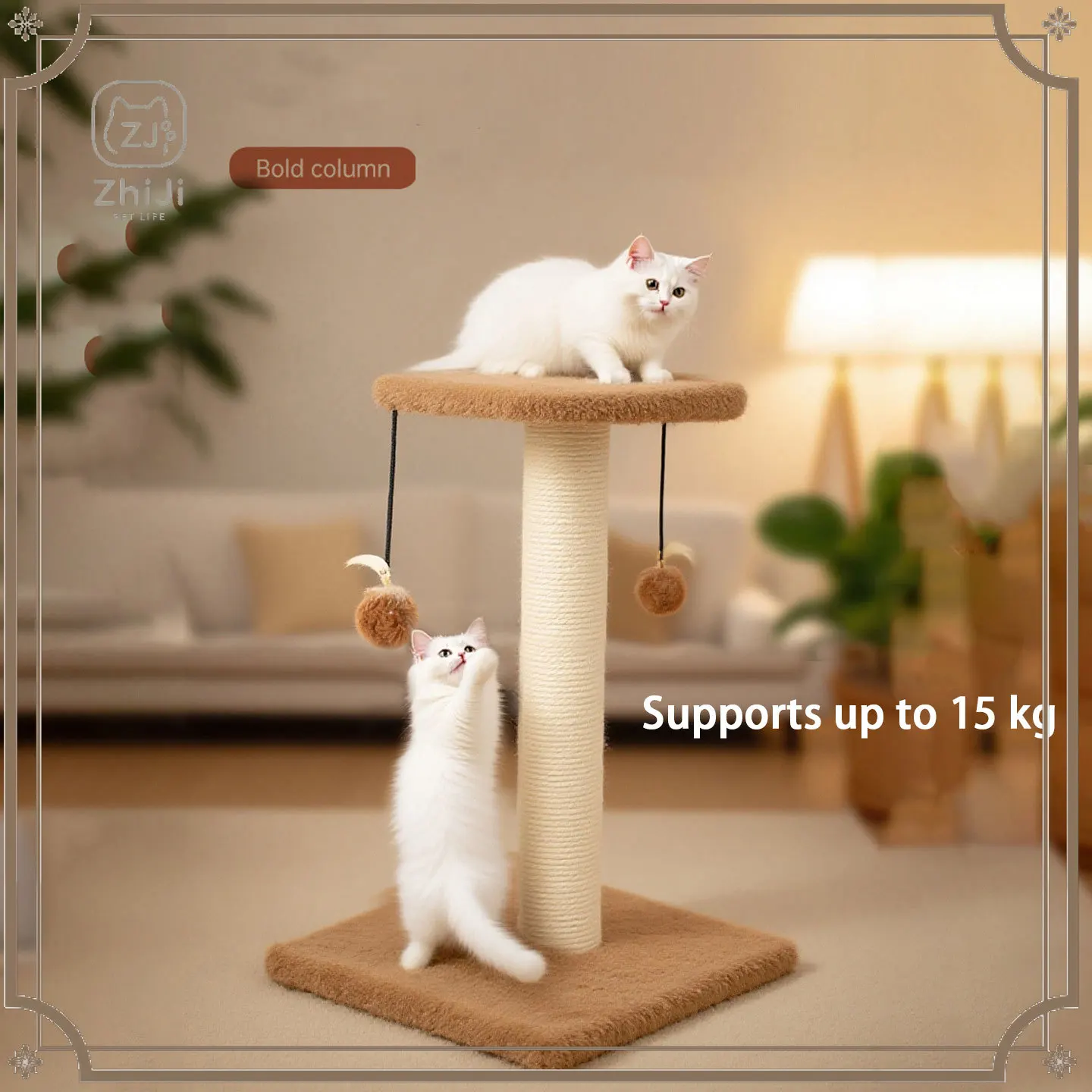 Arranhador Vertical para Gatos que Não Solta Pelos com Brinquedo para Auto-entretenimento, Tábua de Arranhar para Gatos Pequenos