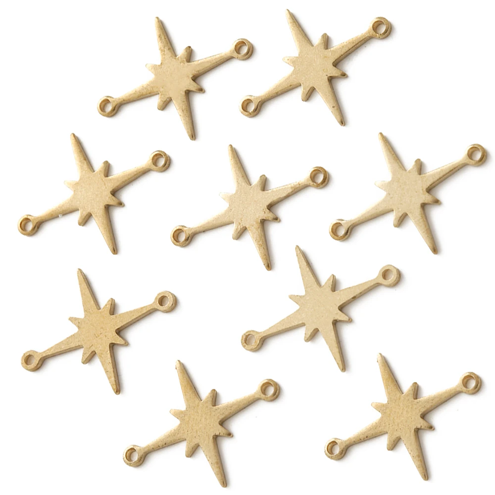 50Pcs Brass Star Charms Links Dangle Earring Connector With 2 Loops for DIY Earrings Bracelet Necklace Jewelry Making Supplies