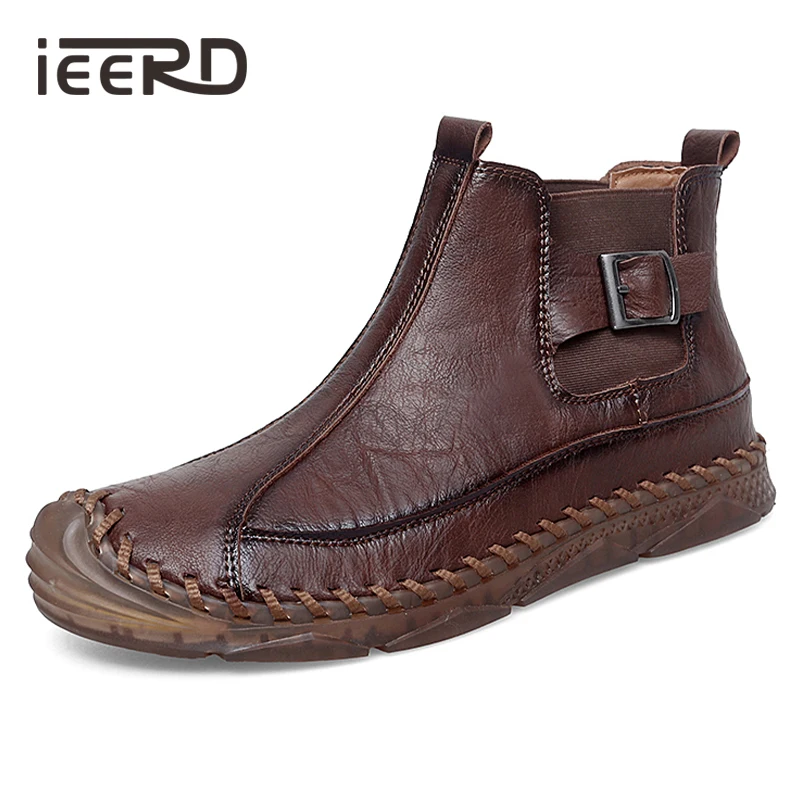 

Autumn and Winter New Ankle Boots Men Plus Size 38-47 Casual Boots Retro Microfiber Shoes For Men Fashion Buckle Design