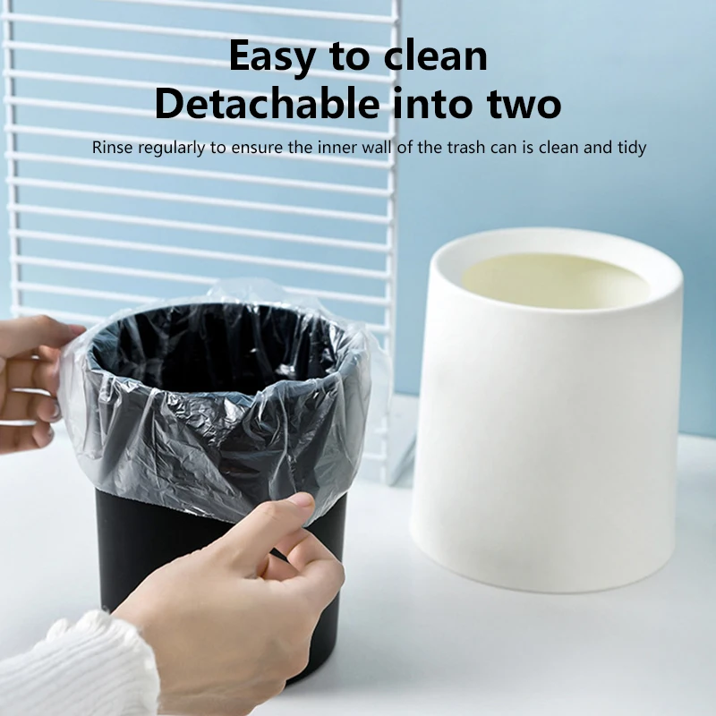 Nordic Circular Mini Uncovered Desktop Trash Can Coffee Table Living Room Office Study Double Layered Japanese Minimalist Bin