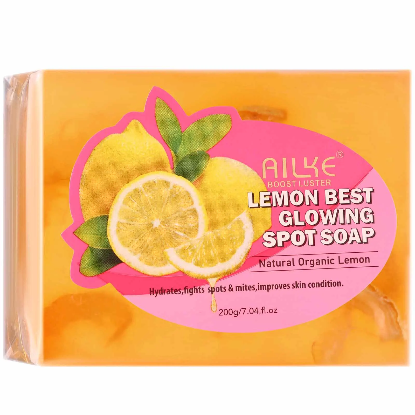 AILKE Organic Lemon Slices Soap Bar, Helps Clear Spots Breakouts and with Oily Skin Control, Face & Body Wash, For Women & Men