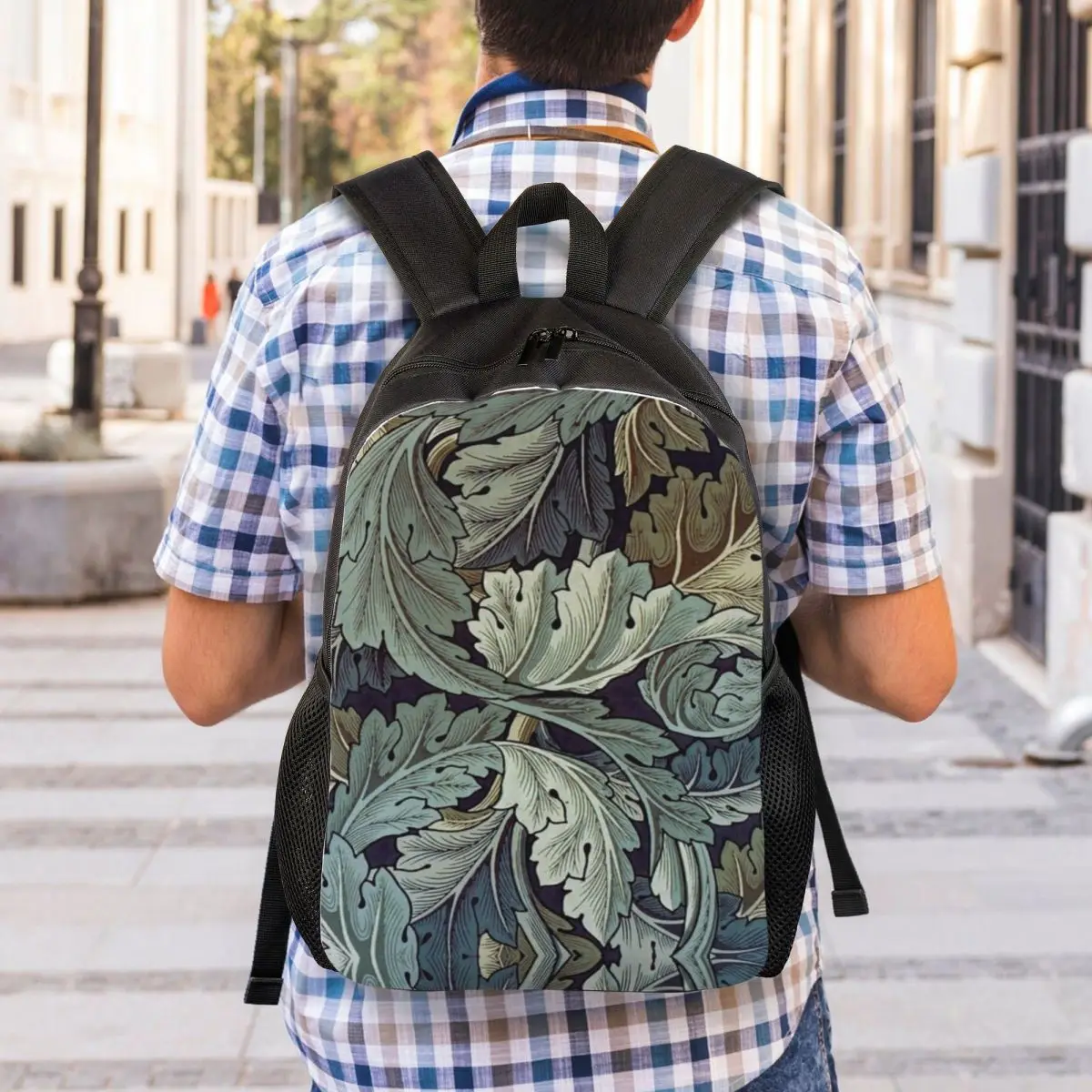 Personalizado Acanthus por William Morris Mochila Mulheres Homens Moda Bookbag para Escola Colégio Têxtil Padrão Sacos