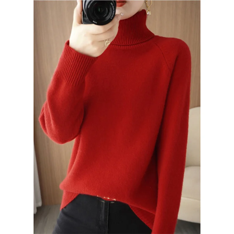 Maglioni da donna a maniche lunghe maglioni autunno inverno maglioni dolcevita larghi coreani da donna eleganti top in maglione lavorato a maglia in cashmere