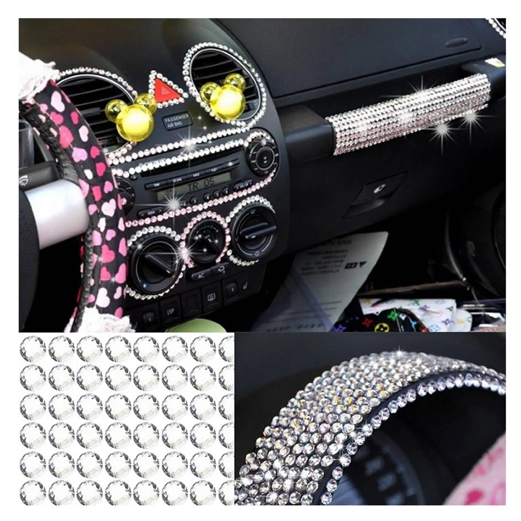 A69E1008 Stück 6mm DIY Bling Kristall Selbstklebende Strass-Aufkleber – Detail 3