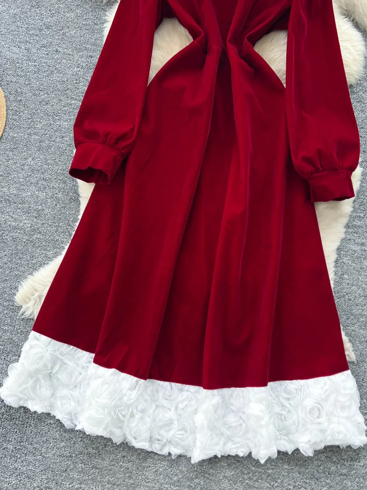 กระโปรงยาวทรงเอเอวสูงลายปะติดสำหรับผู้หญิง รุ่นใหม่ล่าสุดประจำฤดูใบไม้ร่วง พร้อมสายผูกเอว