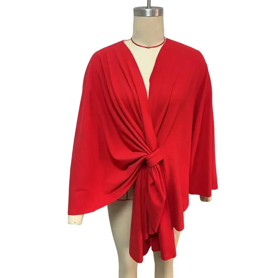 Elegant Shawl Wraps Soft Open Front Poncho Sweater Women Loose V-Neck Cape Casual Solid Color Soft Open Front Poncho Bat Shirt