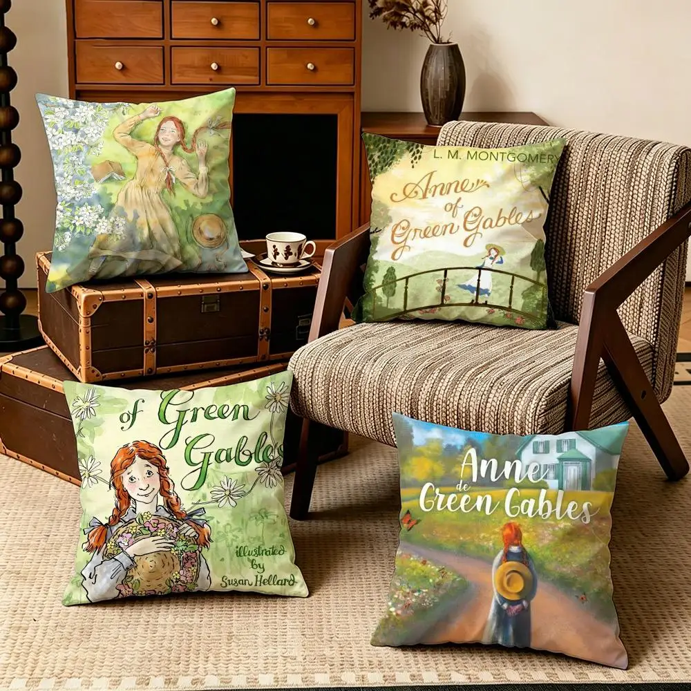 IP-Anne of Green GablesS Cushion Cover Soft Velvet Cushion Cover Set 4Pcs 50x50 45x45 Zipper Pillowcase for Home Decor